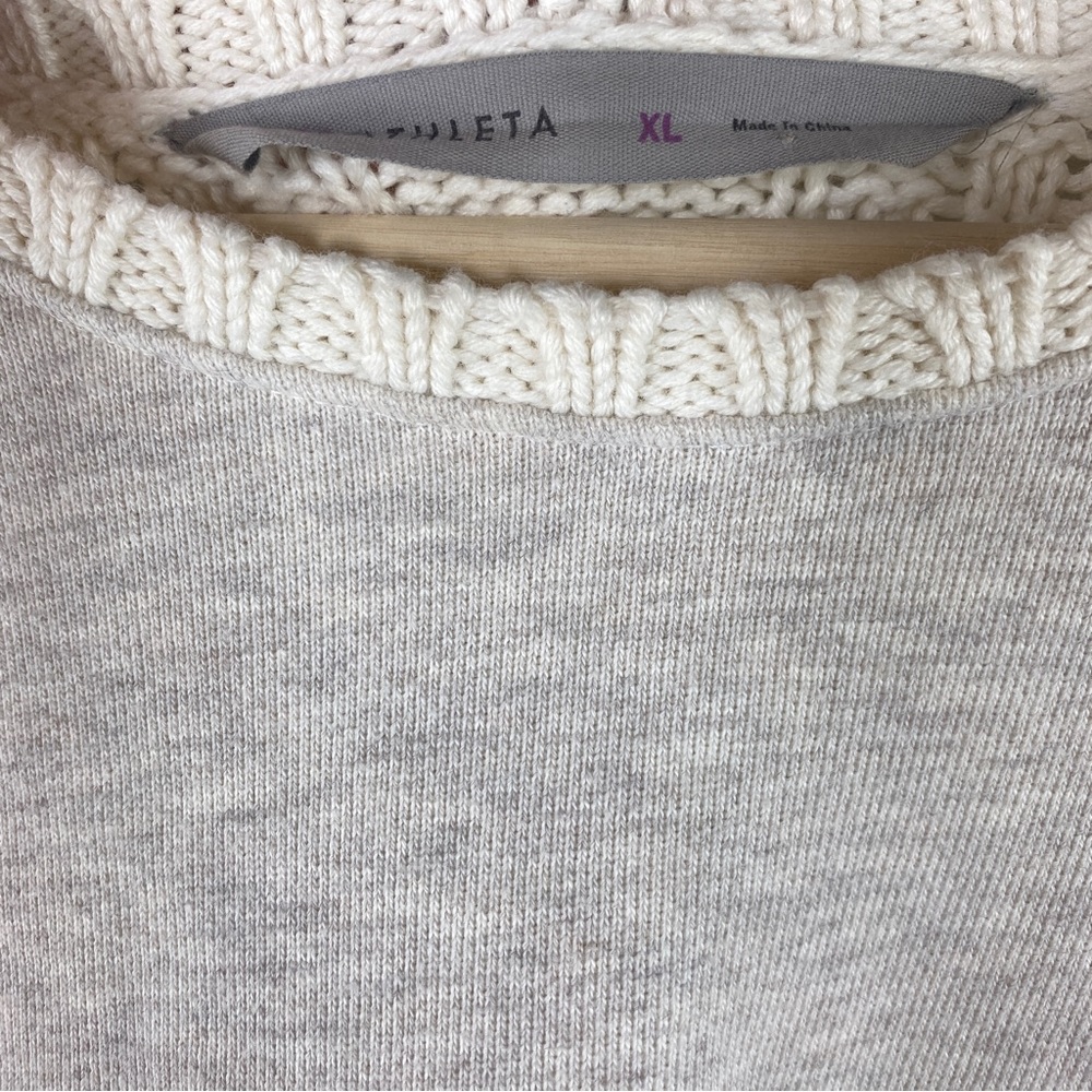 Athleta Mixed Media Sweater Cable Knit Back Sweatshirt Front - Picture 5 of 10